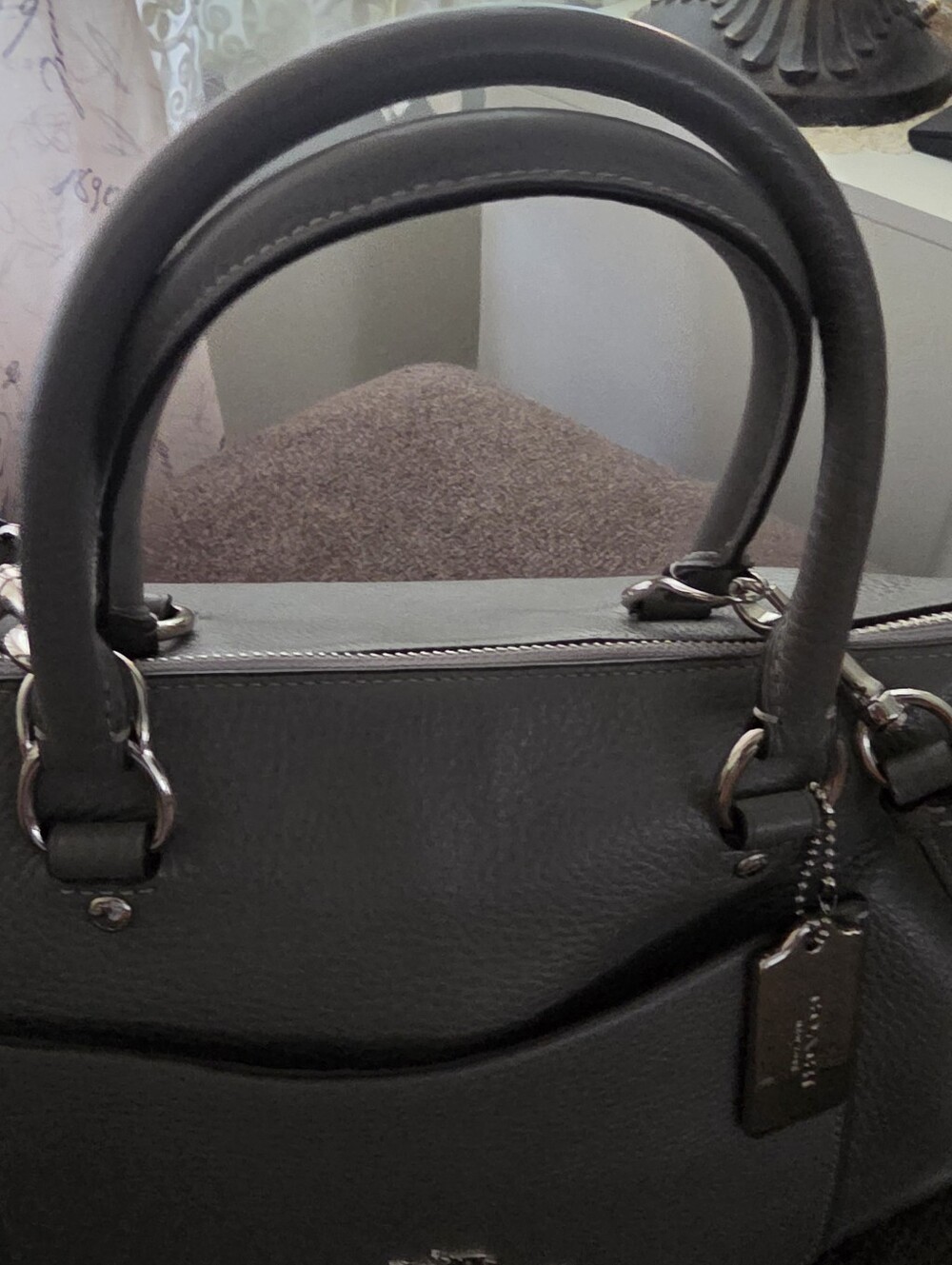 Coach Emma Satchel, Gray Leather - Picture 11 of 15